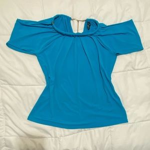 Guess by Marciano blue aqua cold shoulder top